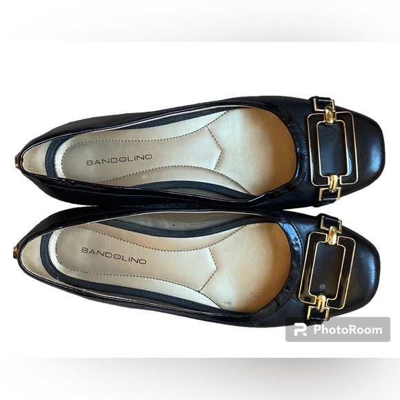 Bandolino Shoes - Bandolino womens black with gold buckle accent slip on flats. Size 7.5 M